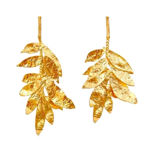 Zara Gold Leaf Drop Earrings - Picture 3 of 11